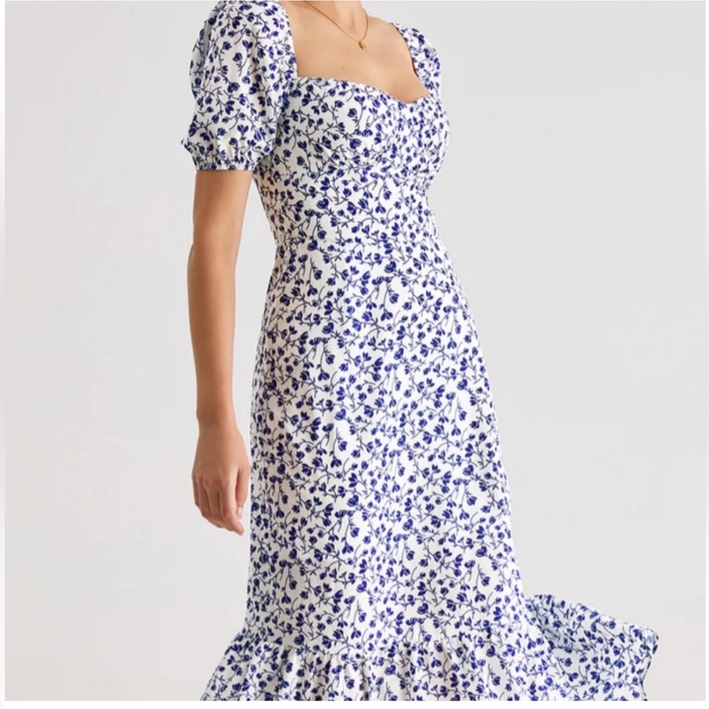 Blue & white midi dress
